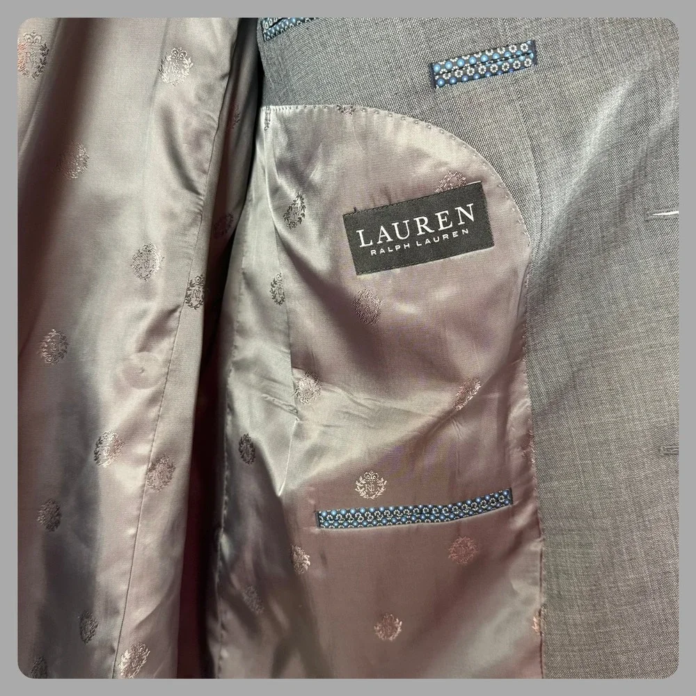 Lauren Ralph Lauren Blazer Sport Coat‎ Mens 48L Long Polyester Blend Gray Preppy